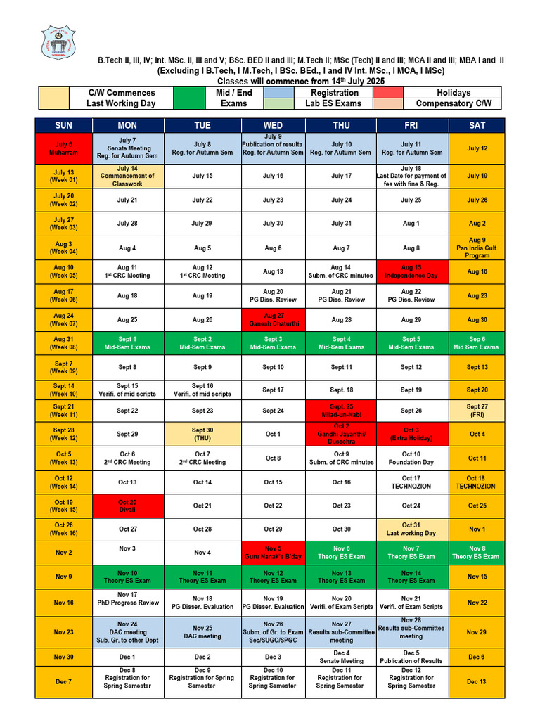 NIT Warangal Academic Calendar 2025-26 | PDF | Academic Term | Academia