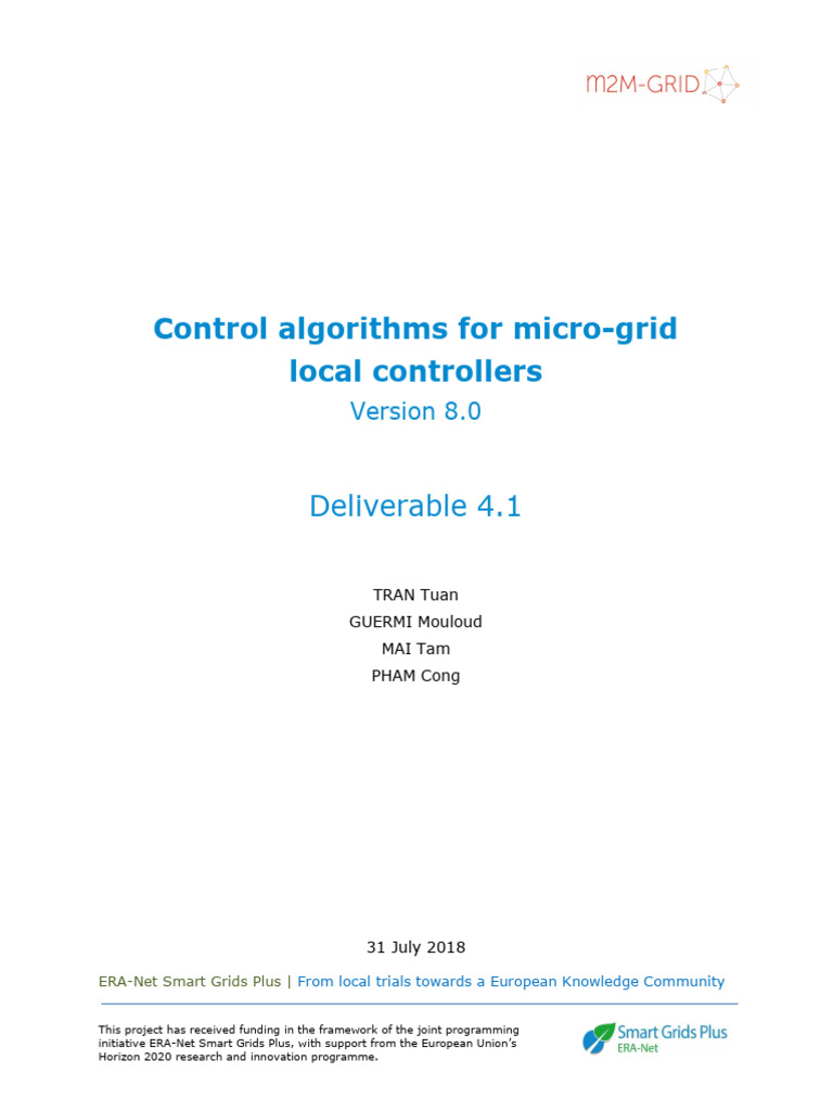 D4.1 Control Algorithms For Micro Grid Local Controllers | PDF ...