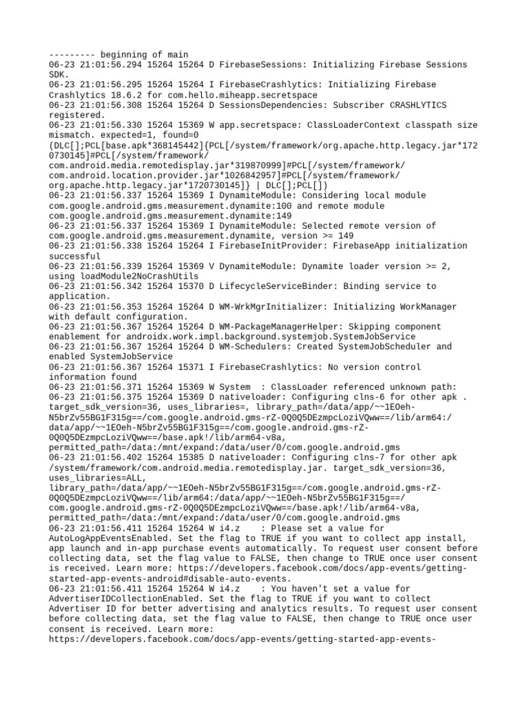 Com - Hello.miheapp - Secretspace Logcat | PDF | Android (Operating ...