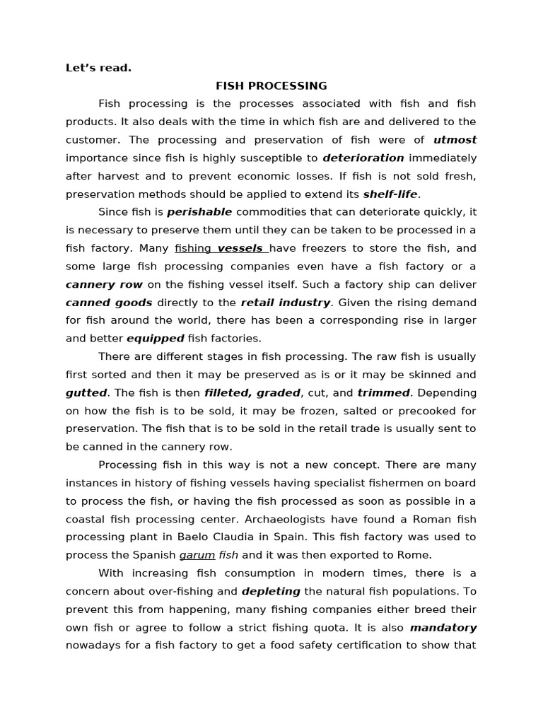 Fish Processing and Preservation Methods | PDF | Food Industry | Fish ...