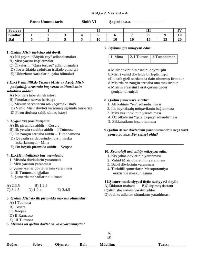 6 S. Üm. T. KSQ - 2 | PDF