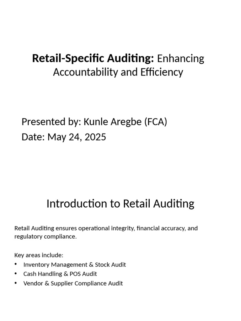 Retail Specific Auditing | PDF | Point Of Sale | Audit