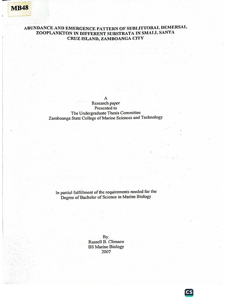 Emergence Pattern of Demersal Zooplankton | PDF