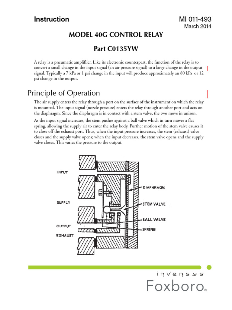 Model 40G Control Relay Operation Guide | PDF | Valve | Pressure