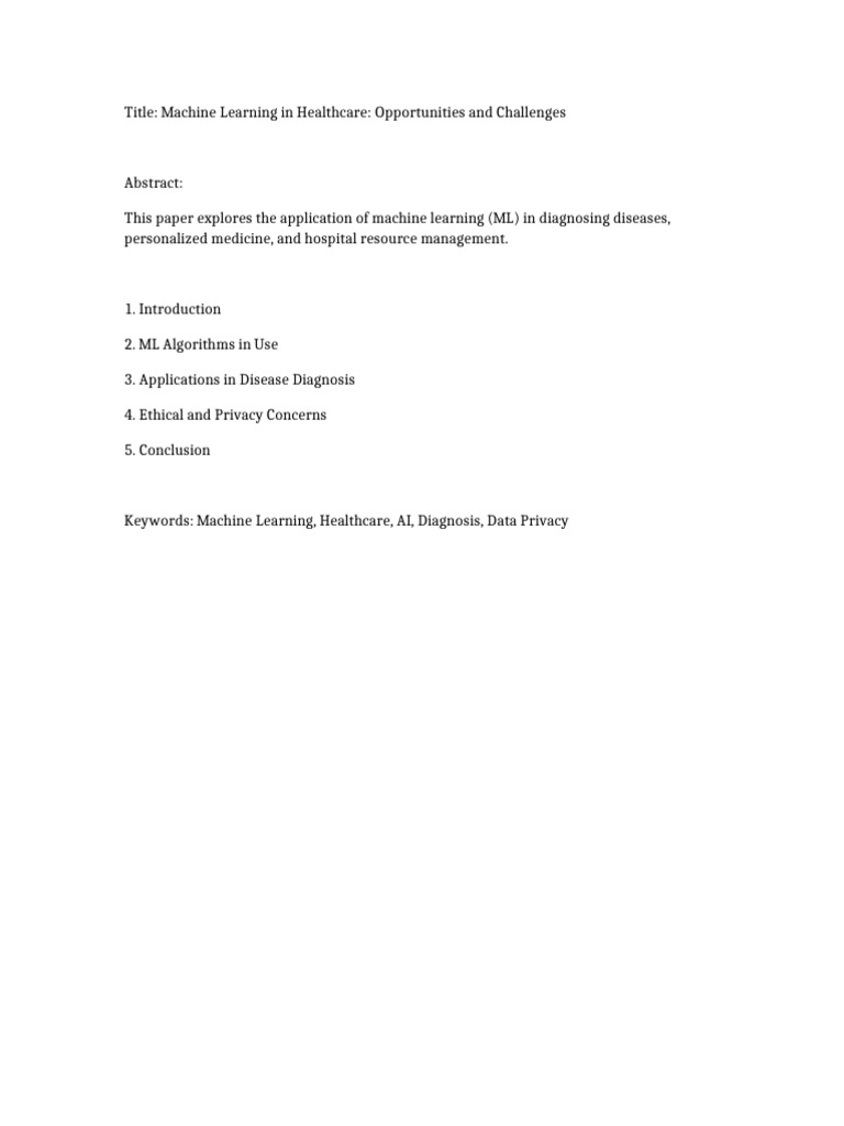 Machine Learning in Healthcare Insights | PDF