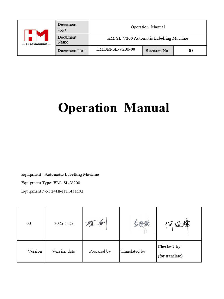 Operation Manual of Labelling Machine | PDF | Safety | Machines
