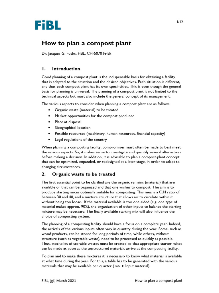 Compost Plant Planning Guide | PDF | Compost | Manure