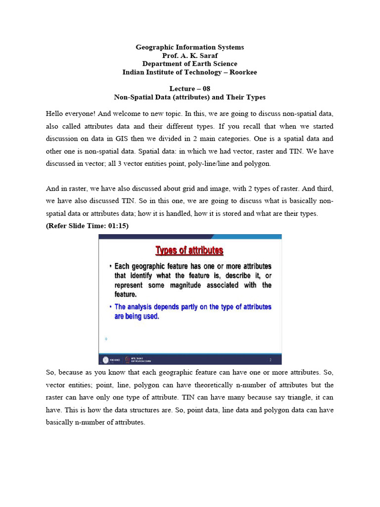Types of Non-Spatial Data in GIS | PDF | Geographic Information System ...