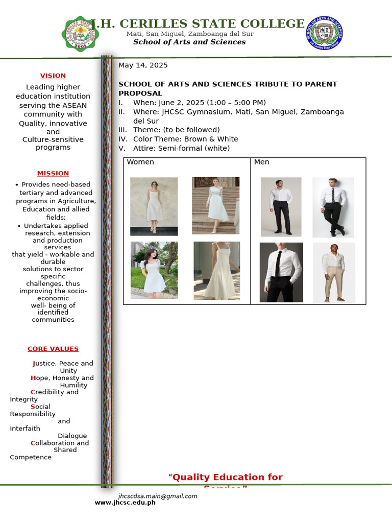 Tribute Program Proposal for JHCSC | PDF