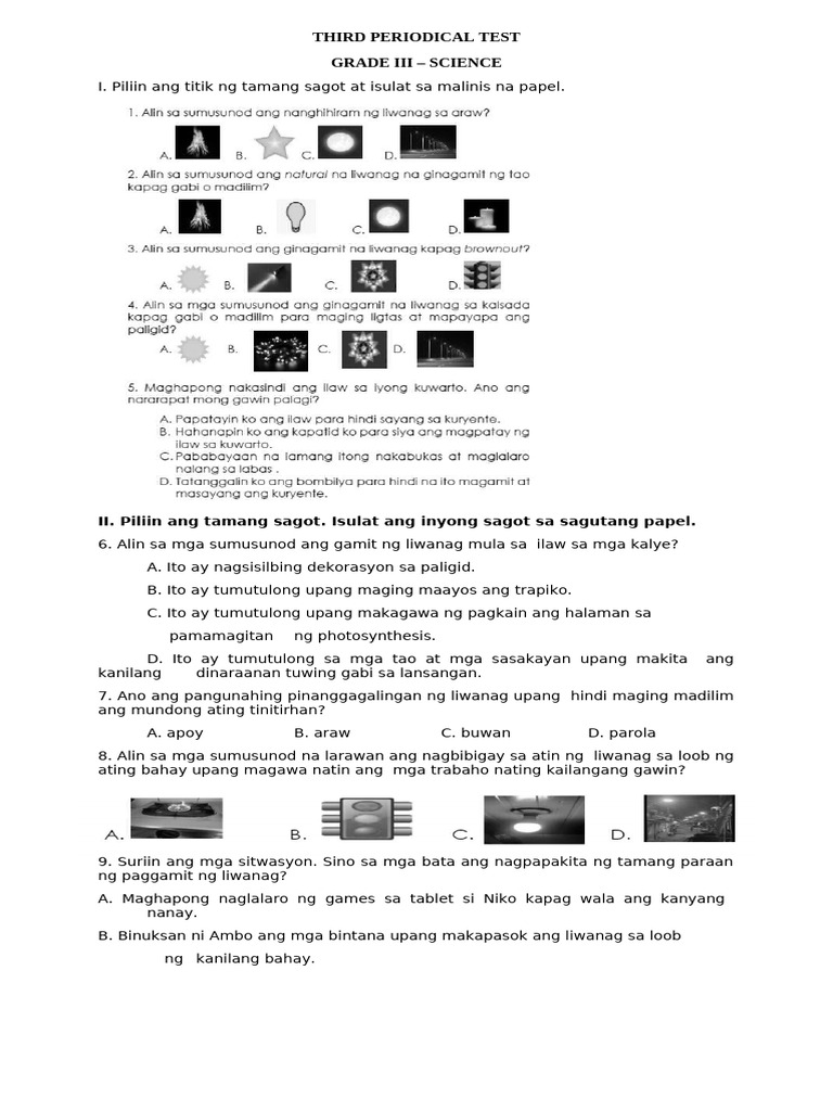 Science G3 Q3 Periodical Test 3 Pdf