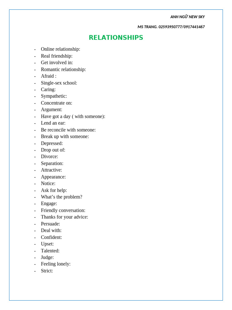 Understanding Relationships and Advice | PDF