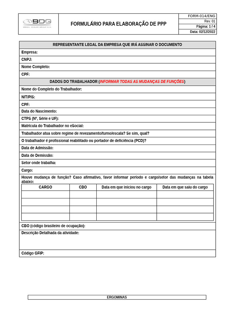 Formulário de Elaboração de PPP 2024 | PDF