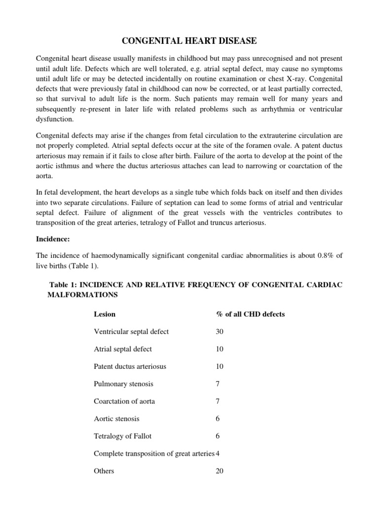 Congenital Heart Disease | PDF | Congenital Heart Defect | Heart