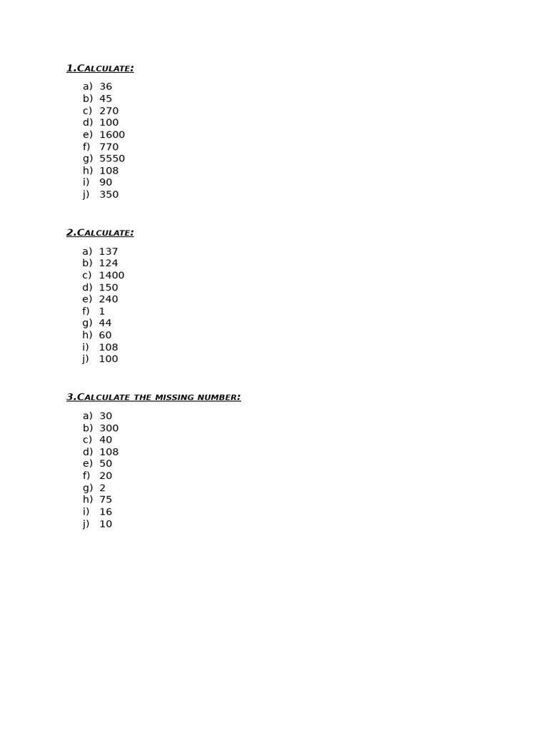 Mental Maths Answers | PDF
