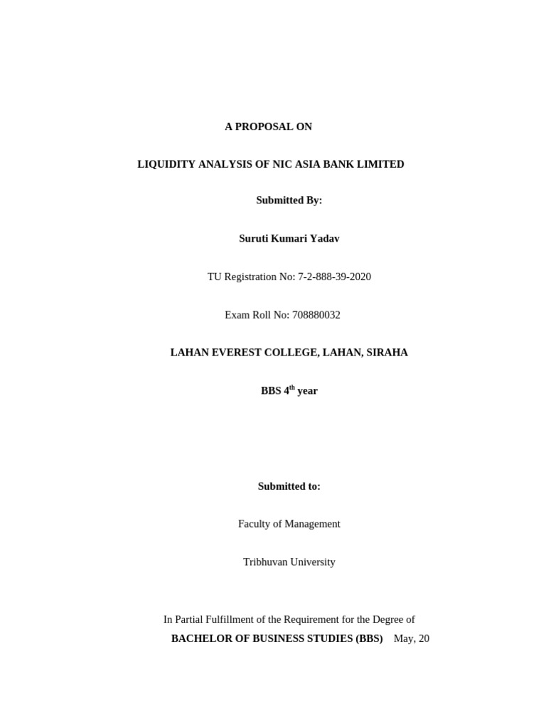 Formatted Proposal Report | PDF | Banks | Working Capital