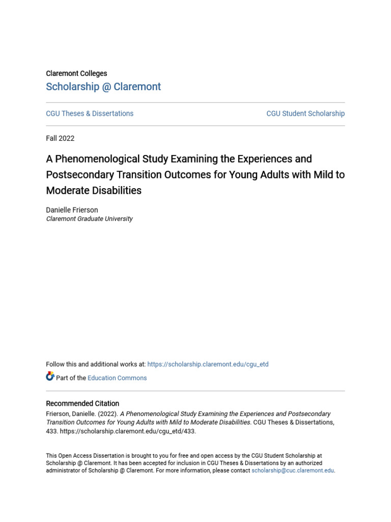 Transition Outcomes for Young Adults with Disabilities | PDF ...