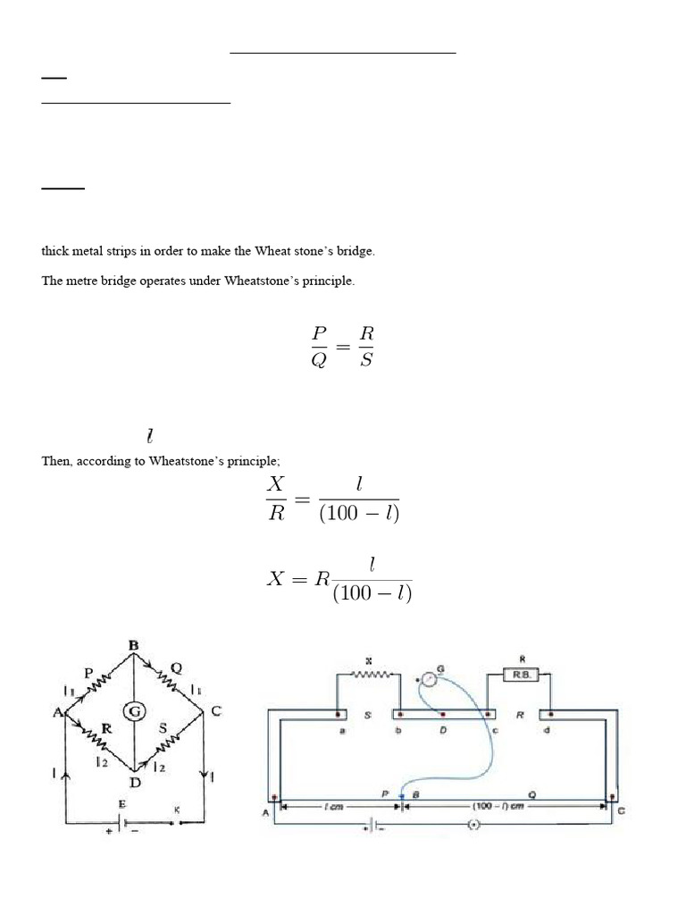 Measure Resistance with Metre Bridge | PDF | Resistor | Bridge