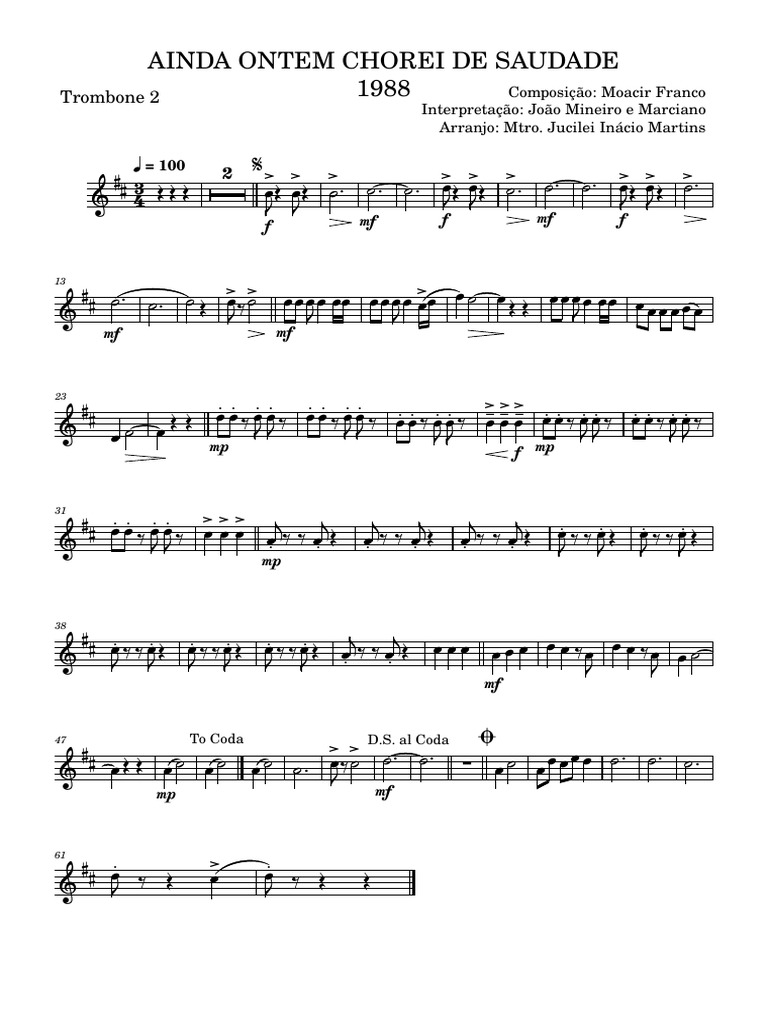 AINDA ONTEM CHOREI DE SAUDADE - Score | PDF