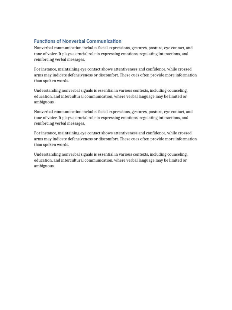 Importance of Nonverbal Communication | PDF