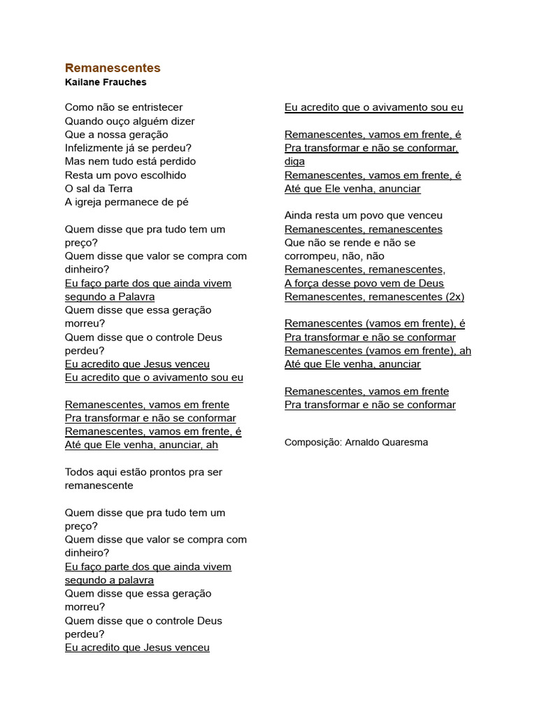Letra do Hino 