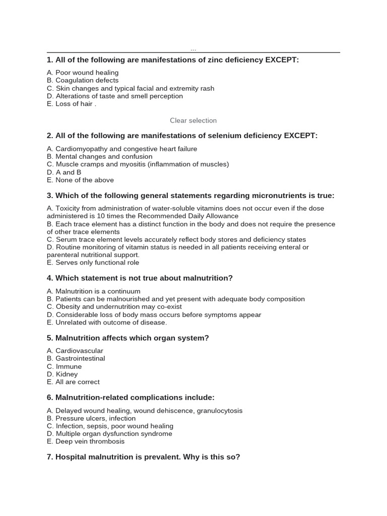 Pre Test TNT Ver | PDF | Malnutrition | Proteins
