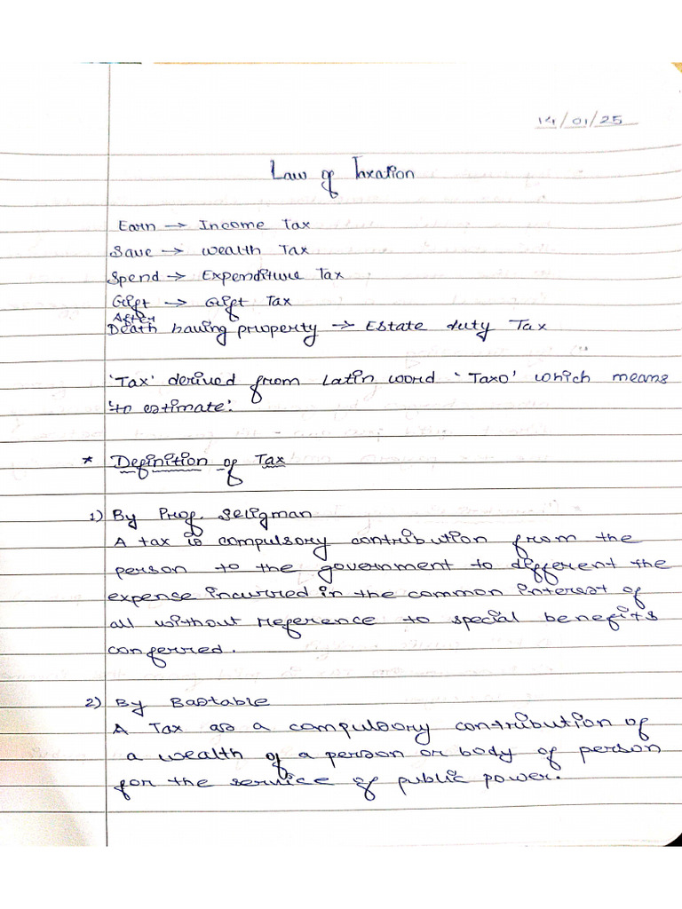 Taxation Law Class Notes | PDF