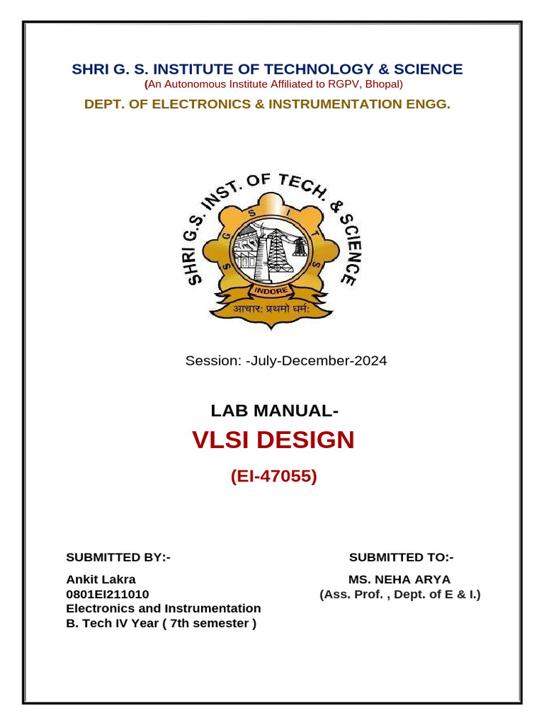 VLSI Design Lab Manual for B.Tech Students | PDF | Vhdl | Hardware ...