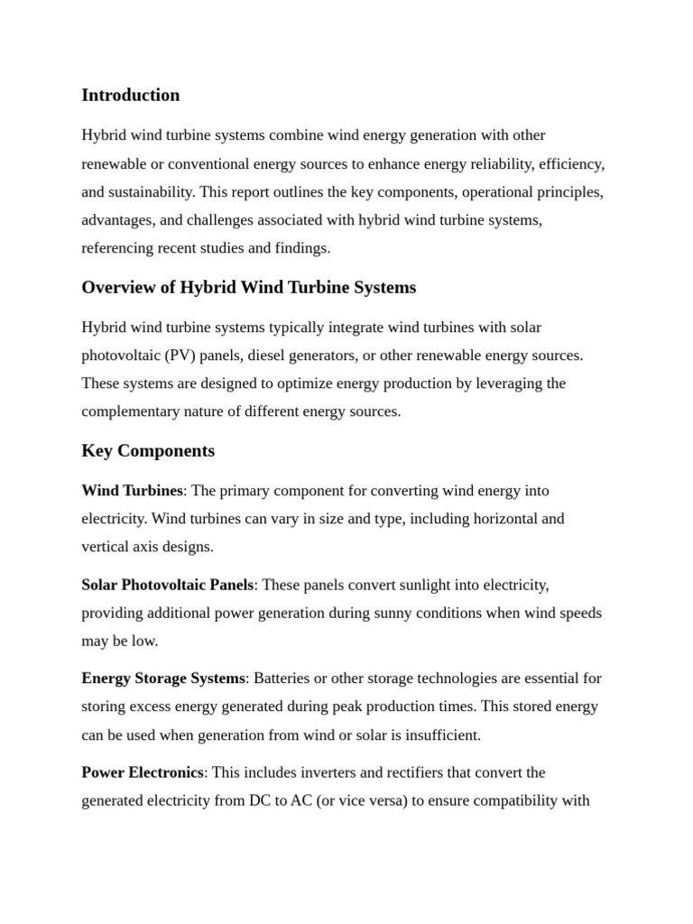 Hybrid Wind Turbine System Overview | PDF | Wind Power | Solar Power
