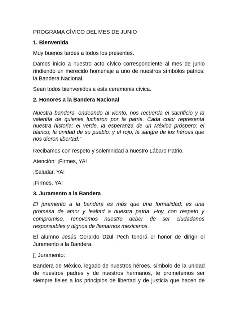 Programa Cívico de Junio 2023 | PDF | México