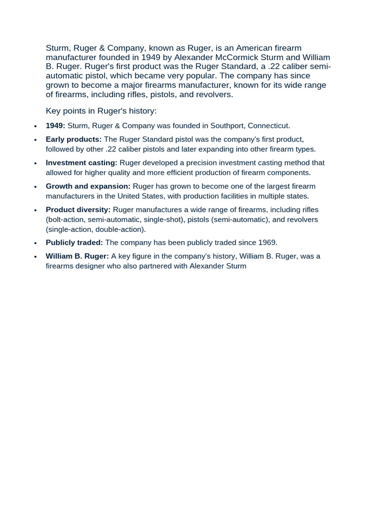 History of Sturm, Ruger & Company | PDF