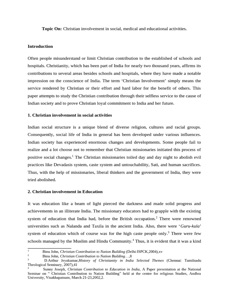 Christian Contributions to Indian Society | PDF | Christian Mission ...