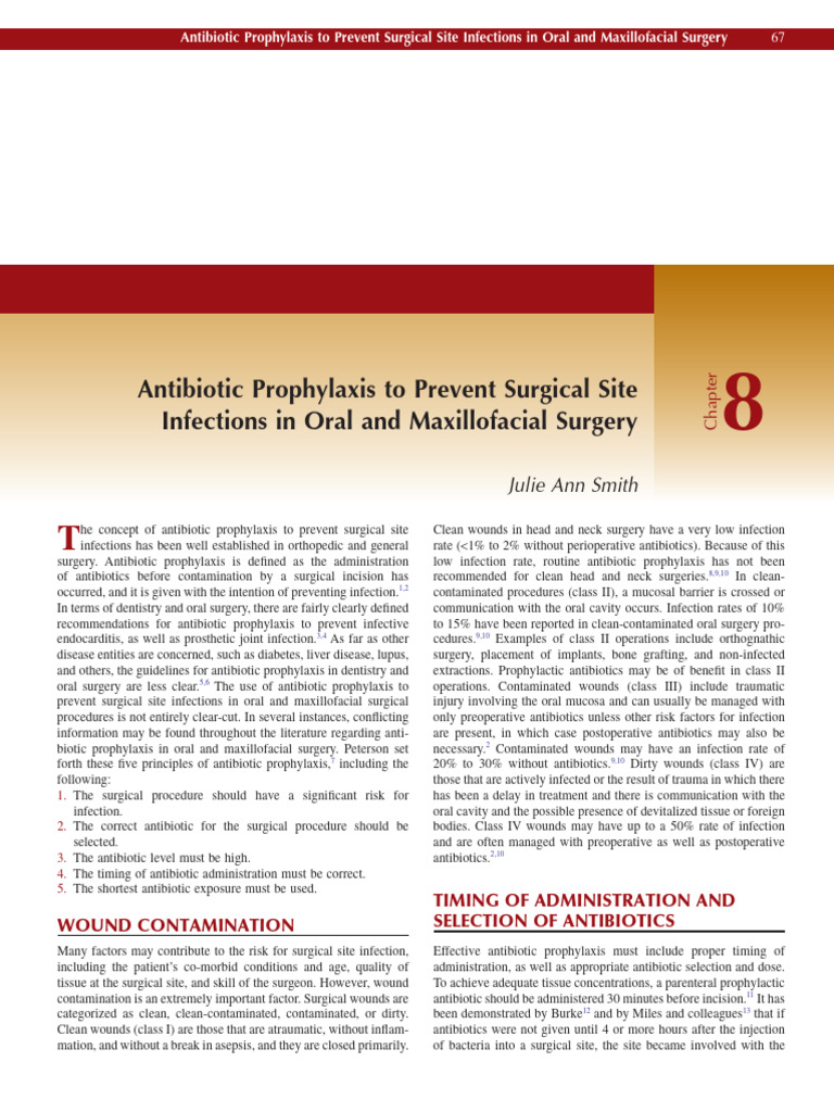 Antibiotic Prophylaxis in Oral Surgery | PDF | Human Diseases And ...