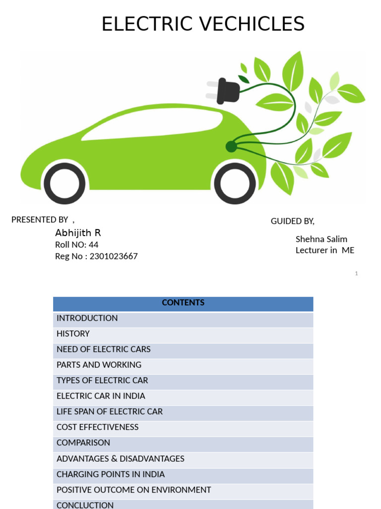Overview of Electric Vehicles in India | PDF | Electric Vehicle ...