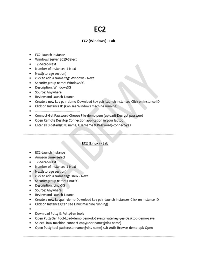 EC2 Lab Guide: Windows & Linux Setup | PDF