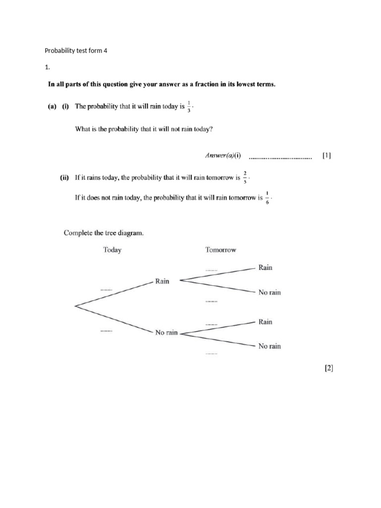 Probability Test Form 4 | PDF