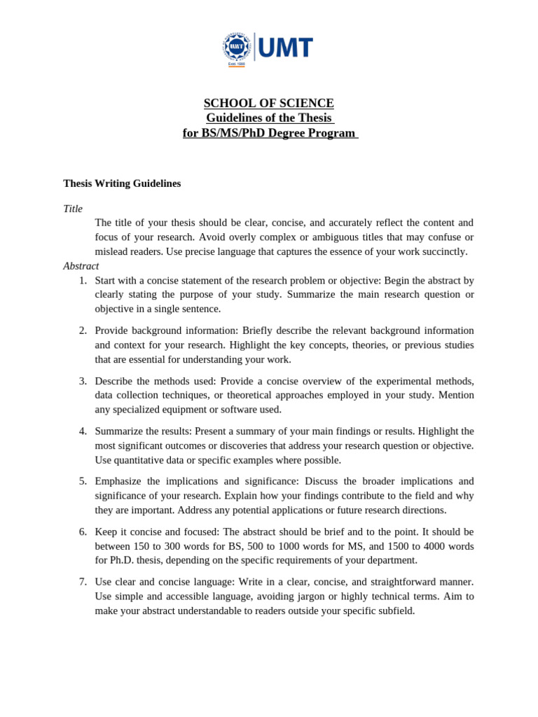 Thesis Writing Guidelines for Science Programs | PDF | Experiment ...