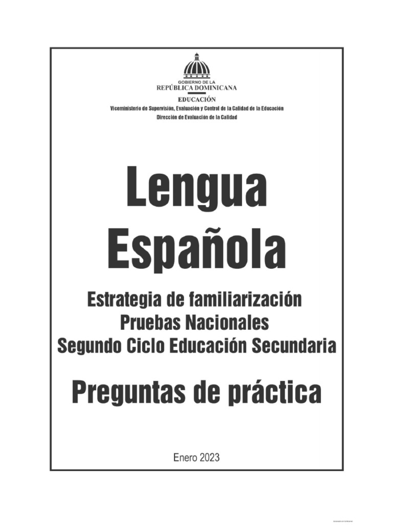 Cuadernillo de Lengua Española Pruebas Nacionales 2024 | PDF