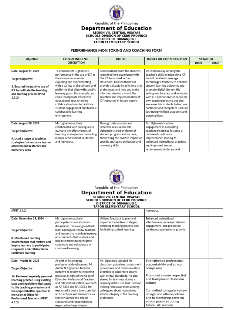 PMCF Sample for Teacher Development | PDF | Educational Technology ...