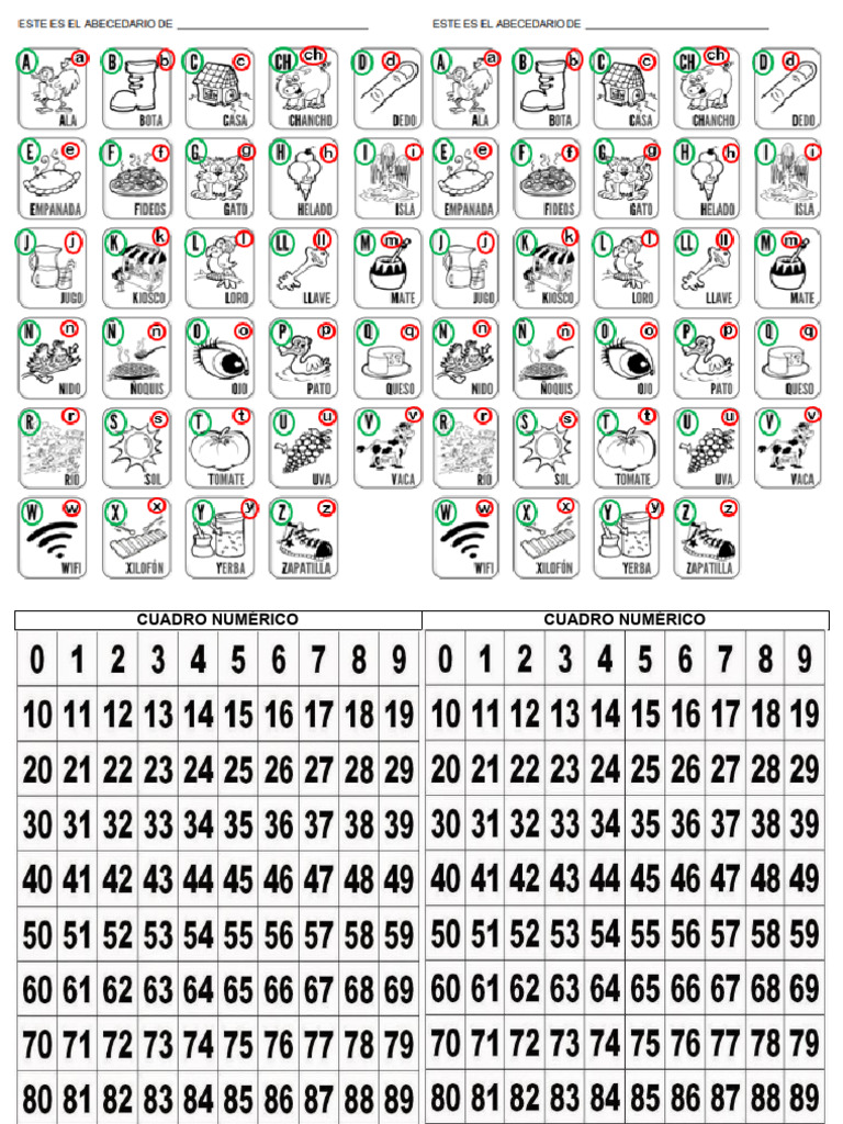 ABC y Cuadro Numérico | PDF