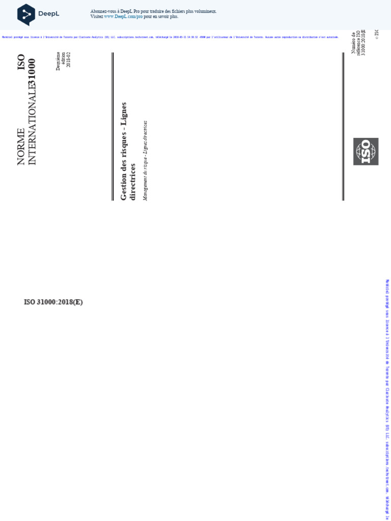 ISO 31000:2018 - Gestion des risques | PDF | Gestion des risques | Risque