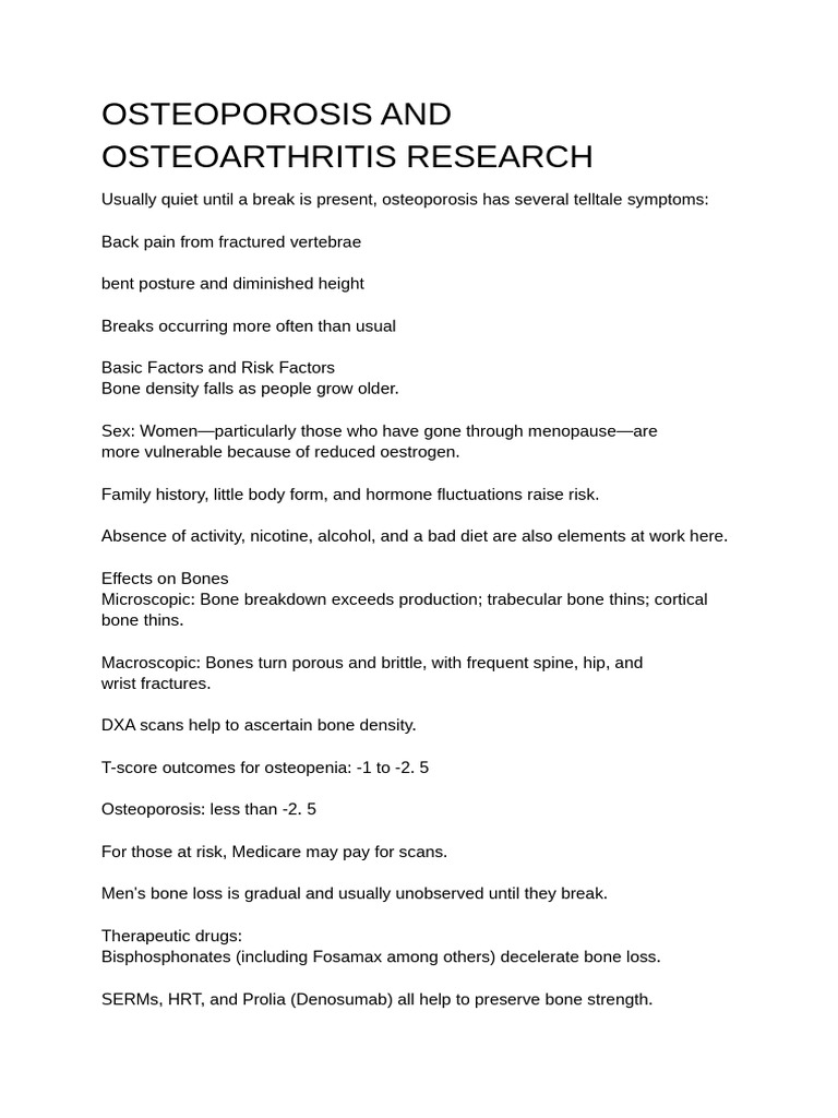 Osteoporosis and Osteoarthritis Research | PDF | Osteoporosis | Bone