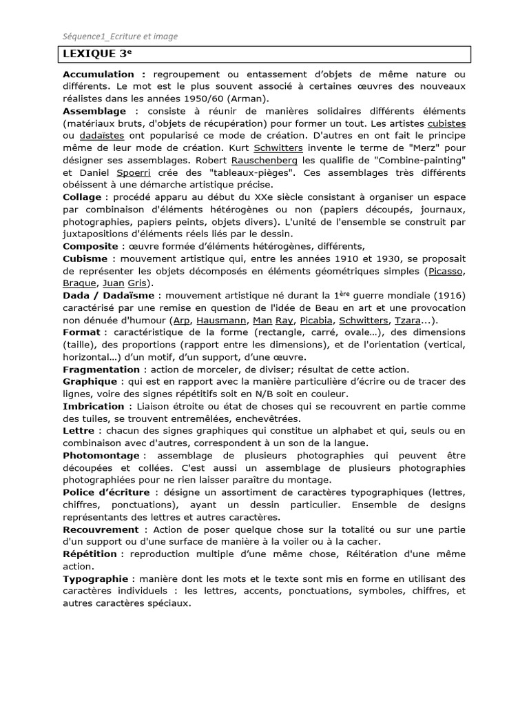 Lexique des techniques artistiques 3e | PDF | Cubisme | Collage