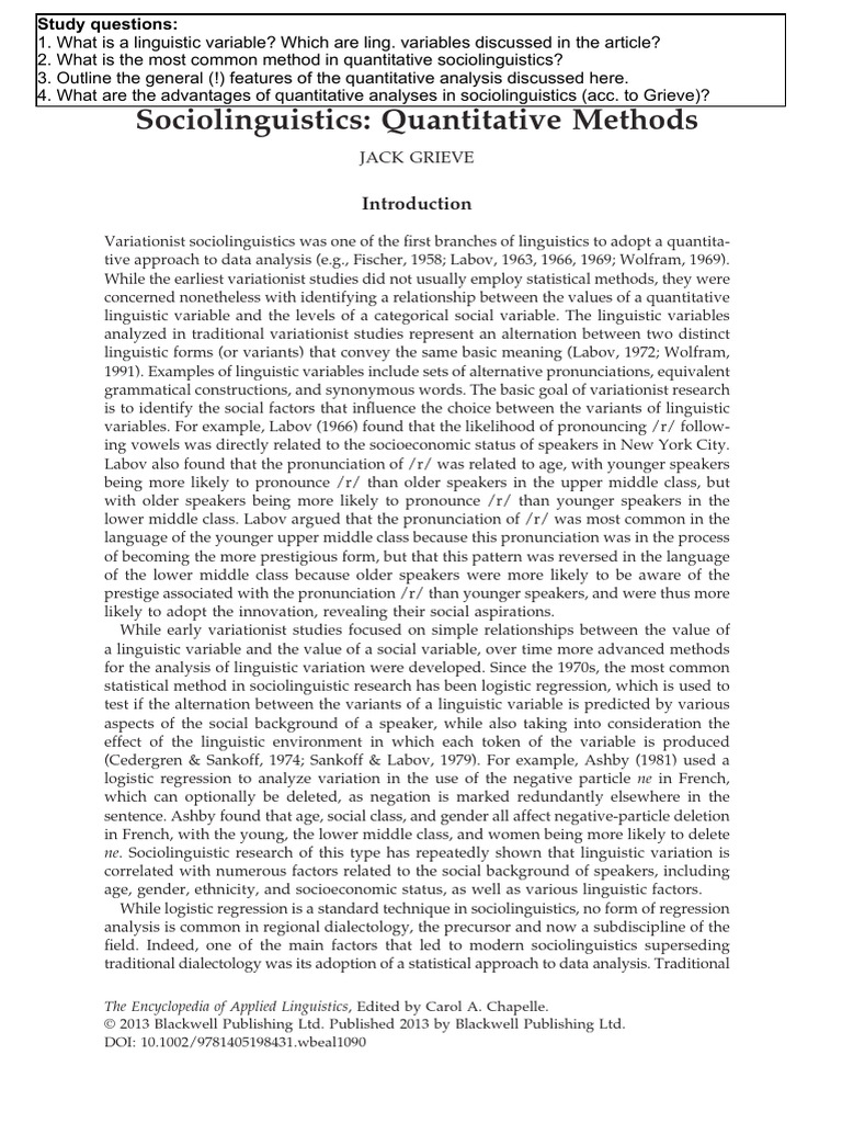 Quantitative Methods in Sociolinguistics | PDF | Standard Score ...