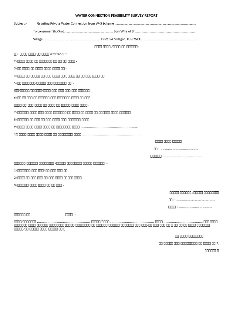 Water Connection Feasibility Survey Report | PDF