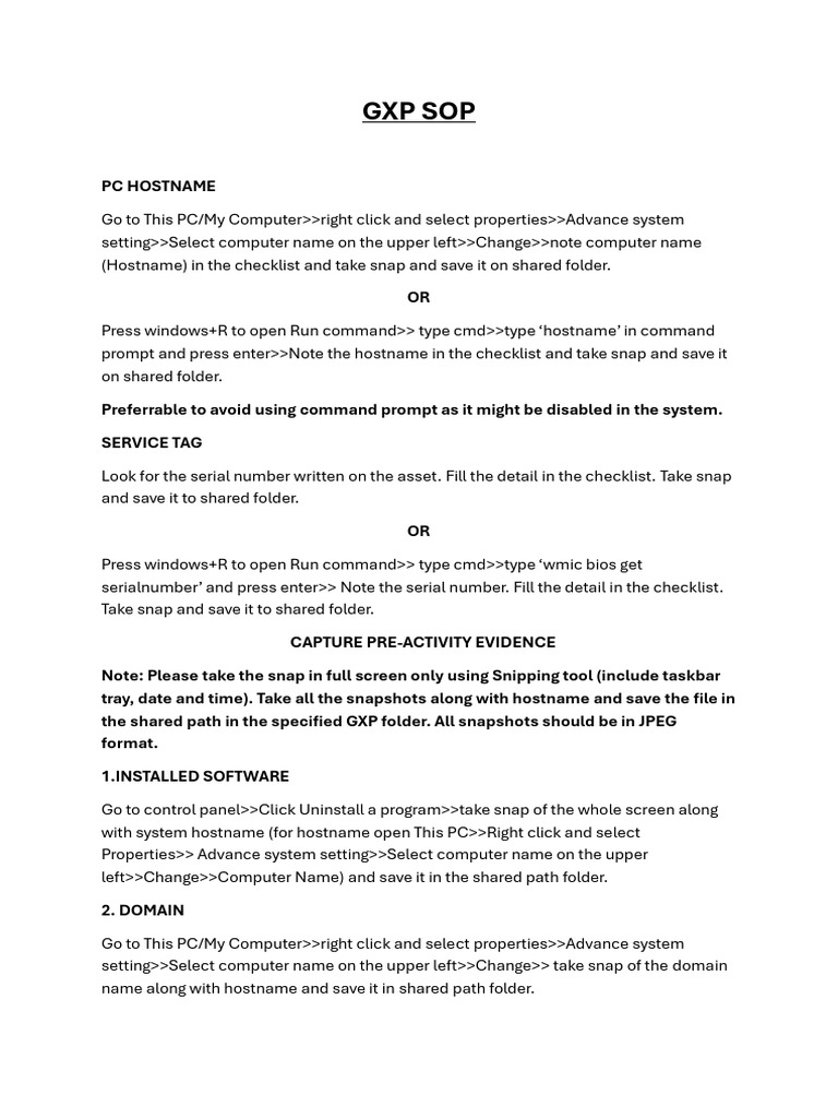 GXP Sop | PDF | Computer Network | Internet Protocol Suite