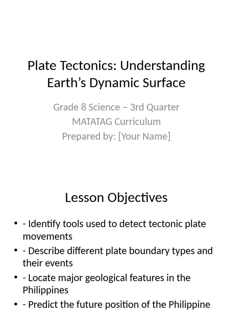 Plate Tectonics Grade8 Matatag Full Pdf Plate Tectonics Volcano