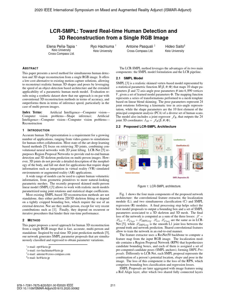 LCR-SMPL Toward Real-Time Human Detection and 3D Reconstruction From A ...