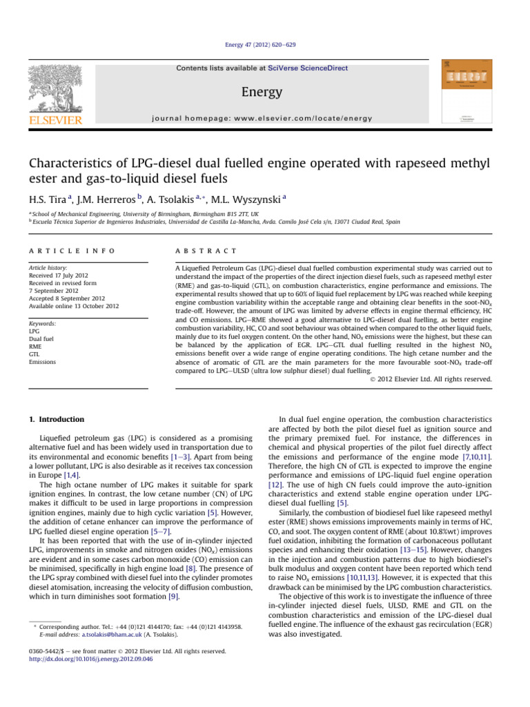LPG-Diesel Dual Fuel Engine Study | PDF | Diesel Fuel | Exhaust Gas