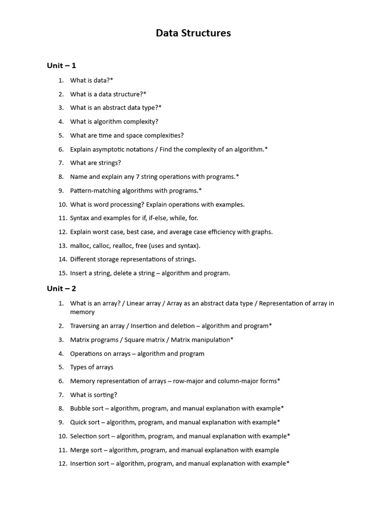Data Structures Question Bank | PDF | Theoretical Computer Science ...
