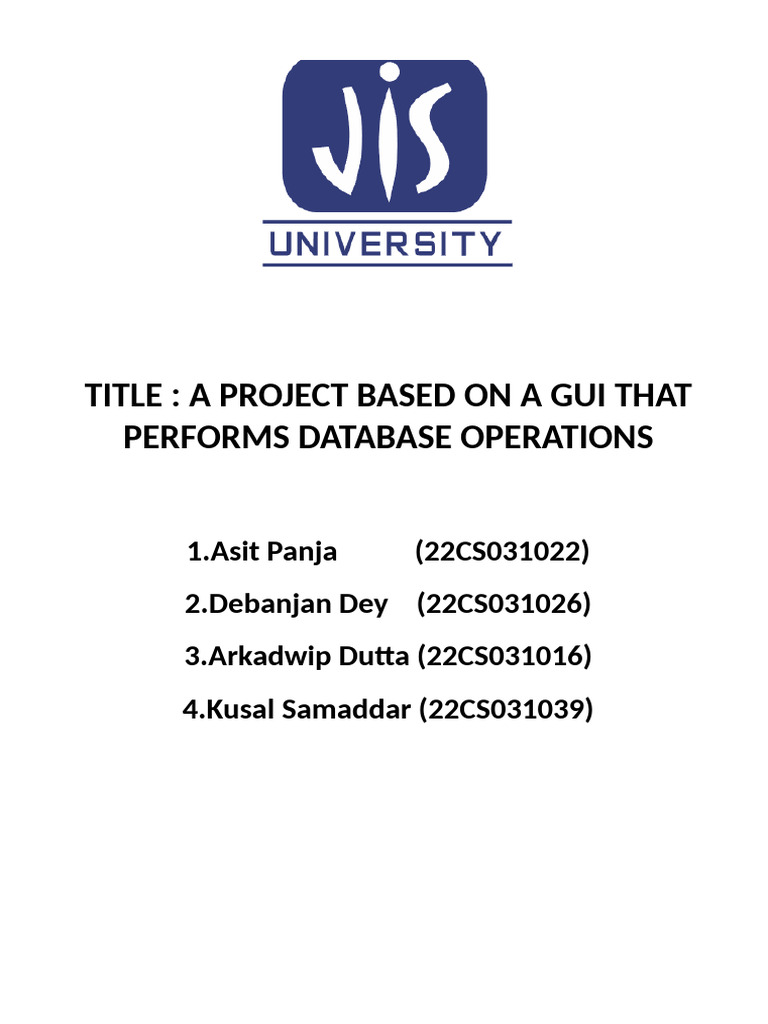 Database Operations GUI Project Overview | PDF | Databases | Software ...